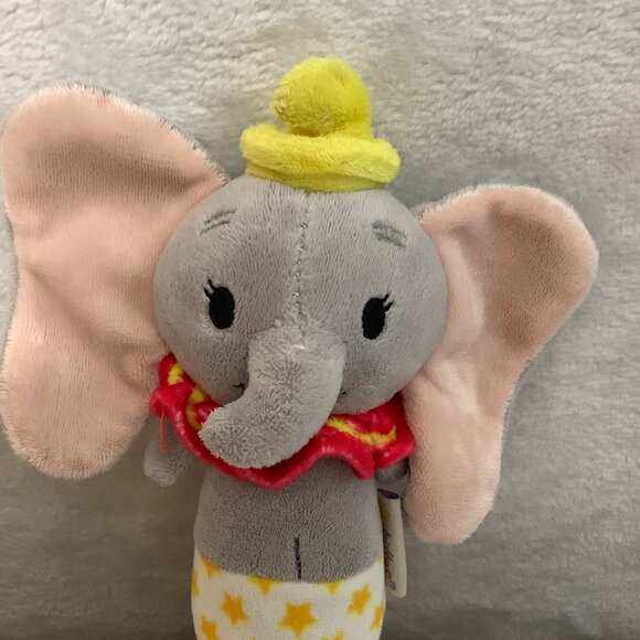 Hallmark Itty Bittys Dumbo Plush Rattle Toy 7" Soft Baby Safe Gray Yellow - Picture 2 of 6